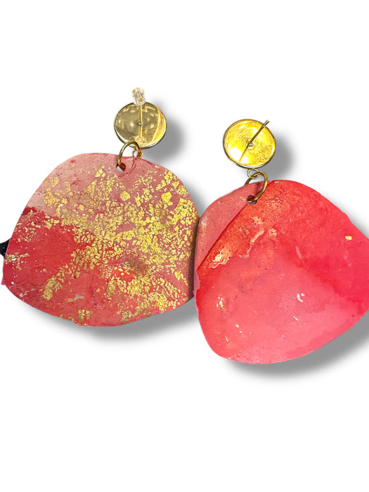 Kiss Abstract on Faces Earrings, Unique Handmade Modern Jewelry , Lip Earrings, Handmade Polymer Clay Earrings, Modern Earrings, Orange and Red Earrings, Artistic Design,Handmade Modern Jewelry