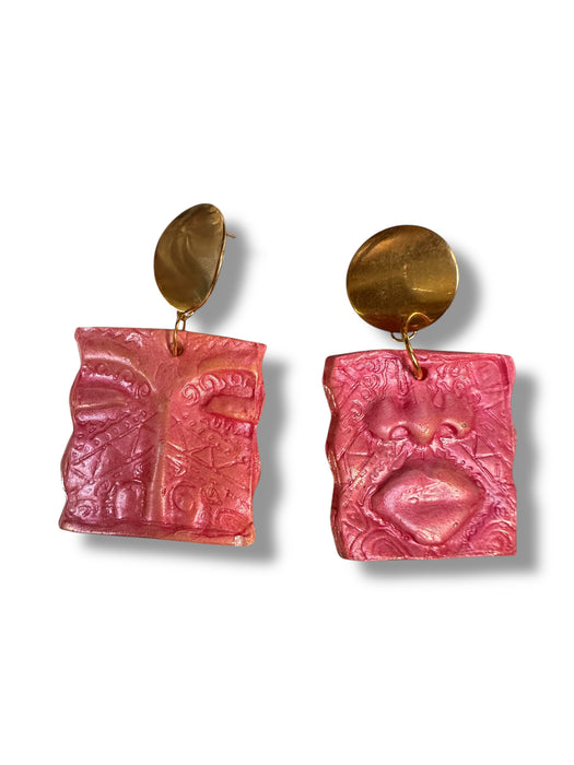 Handmade Modern Polymer Clay Earrings, Abstract Face Design Different Colors, Minimalist, Eyes, Lip Earrings.2.5”