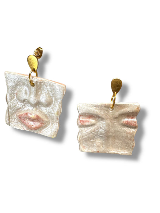 Handmade Modern Polymer Clay Earrings, Abstract Face Design Different Colors, Minimalist, Eyes, Lip Earrings.2.5”