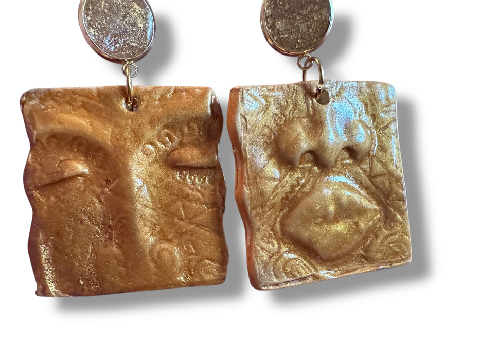 Handmade Modern Polymer Clay Earrings, Abstract Face Design Different Colors, Minimalist, Eyes, Lip Earrings.2.5”