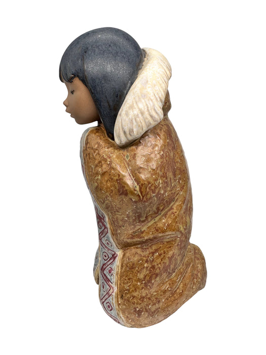 Lladro Eskimo Arctic Winter Girl, 7.5”, Hand Crafted in Spain-EZ Jewelry and Decor