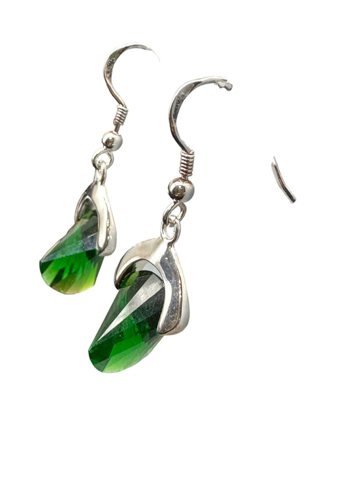 Sterling Silver 10.82CT Lab Grown Gemstone Geometric Dangle Earrings, Emerald Earrings-EZ Jewelry and Decor