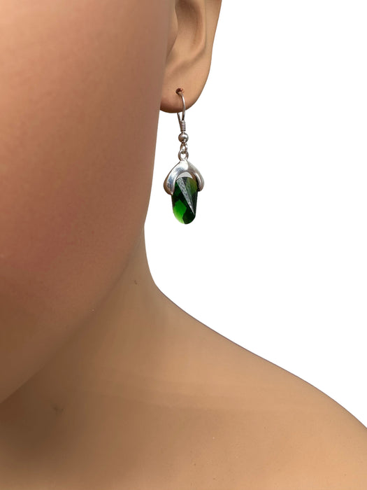 Sterling Silver 10.82CT Lab Grown Gemstone Geometric Dangle Earrings, Emerald Earrings-EZ Jewelry and Decor