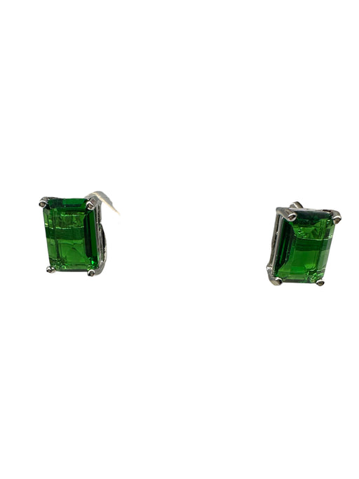 18K Gold plated. Stimulated Emerald cut 2.00ct Emerald Earrings-EZ Jewelry and Decor