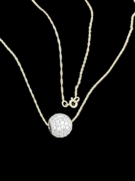 Timeless 14KF Yellow Gold Chain & 10K White Gold Ball Pendant with Sapphire-EZ Jewelry and Decor