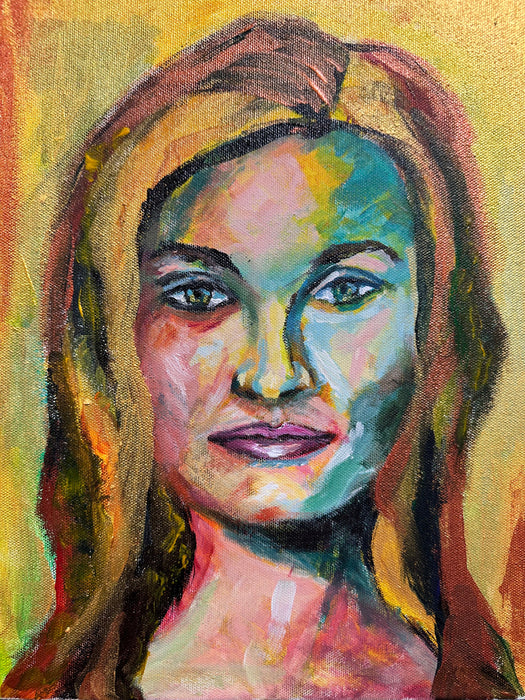 Modern Original Portrait Painting, Eve, 11” x 9”, Acrylic Painting-EZ Jewelry and Decor