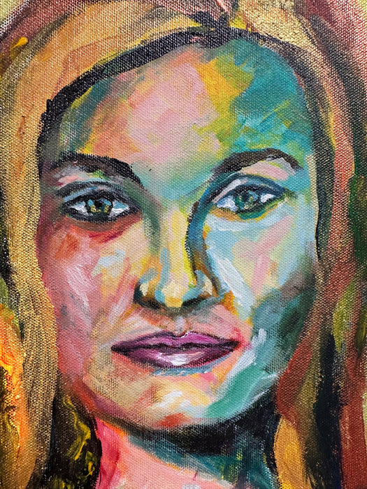 Modern Original Portrait Painting, Eve, 11” x 9”, Acrylic Painting-EZ Jewelry and Decor