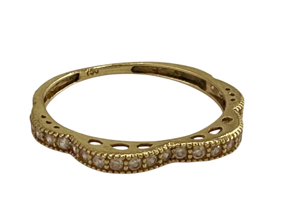 18k Gold  Band Ring | Elegant Wavy Design | Hallmarked 750 | Size 6.2