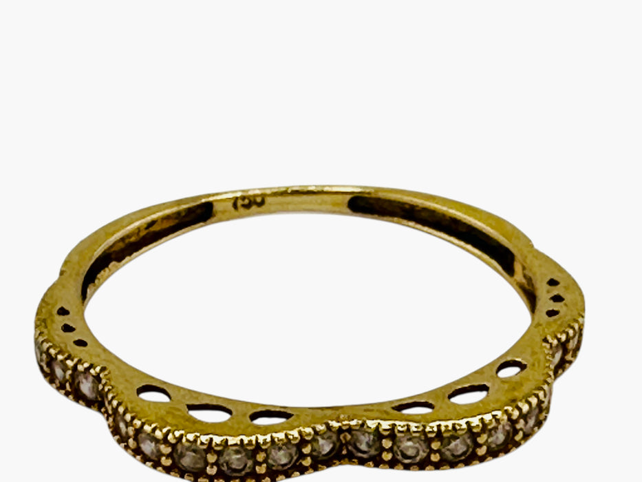 18k Gold  Band Ring | Elegant Wavy Design | Hallmarked 750 | Size 6.2