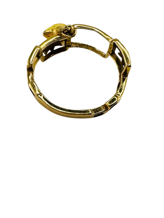 18k Gold Geometric Ring with Star Charm | Unique Openwork Design | Hallmarked 750, Size 6.2