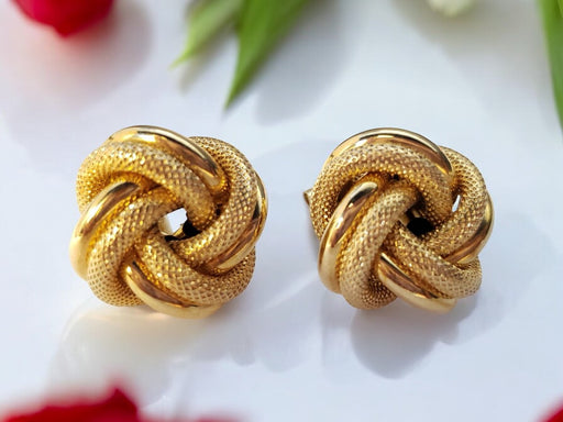 14K Gold Large Knot Stud Earrings