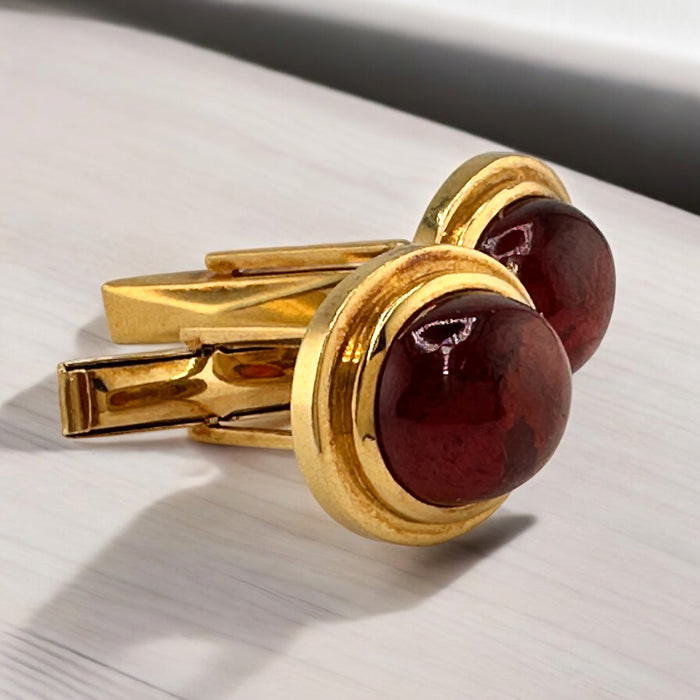 Cufflinks in 18k Gold and Tourmaline Gift for Him, Men's Jewelry, Size: 0.63” x 0.56”