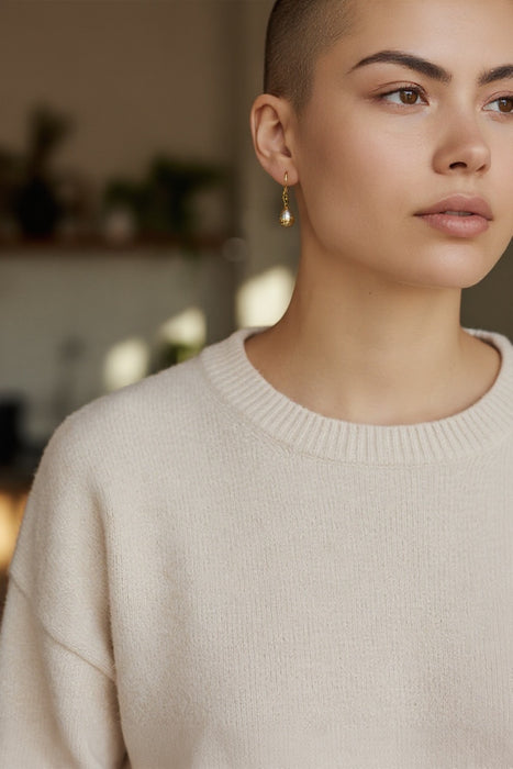 14k Gold Two-Tone Teardrop Earrings | Leverback Dangle | 1.13” | Hallmarked 14k