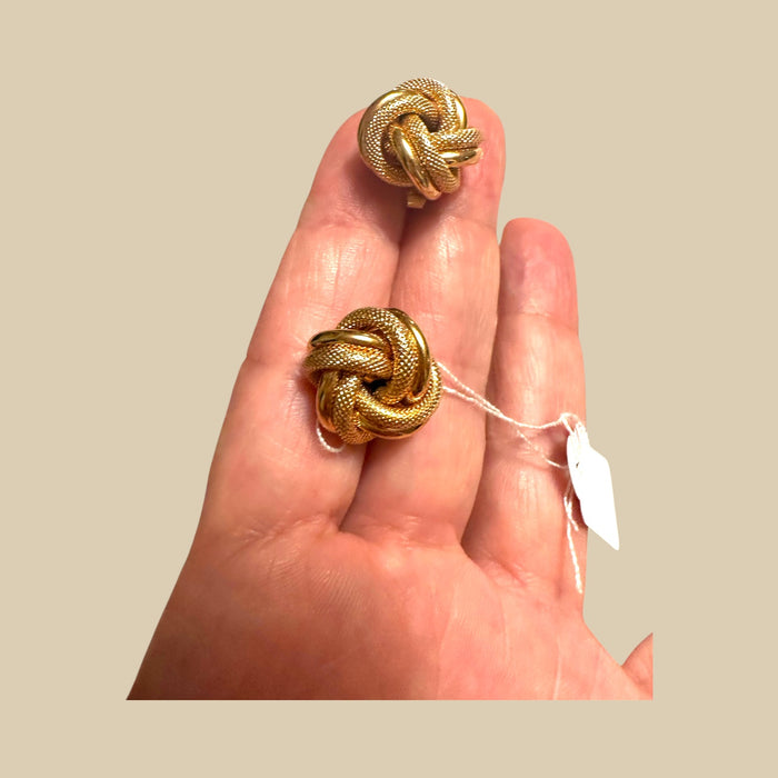 14K Gold Large Knot Stud Earrings.0.71in- 5.5g