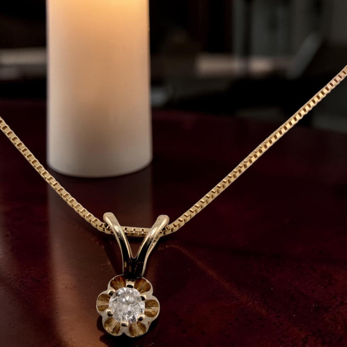 14K Gold Diamond Solitaire Necklace, 18” , Gift for Her, April Birthstone, Love, Anniversary Gift