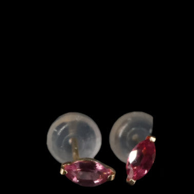 18K Spinel Stud Earrings, Small Natural Red Spinel Stud Earrings, Almond shape-EZ Jewelry and Decor