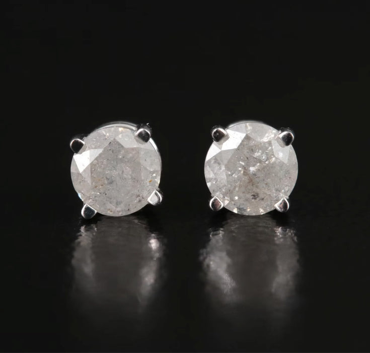 14K 0.62 CTW Diamond Stud Earrings.Diamond Solitaire Earrings.-EZ Jewelry and Decor