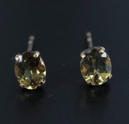 18K Gold Natural Chrysoberyl Stud Earrings-EZ Jewelry and Decor