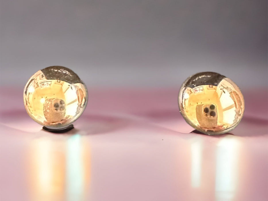 Sparkling Flat Ball Stud Earrings (7mm) In 14k Yellow Gold.