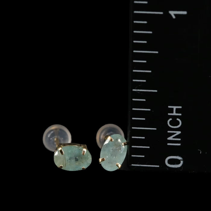 18K Gold Sparkling Blue Natural Grandidierite Stud Earrings-EZ Jewelry and Decor