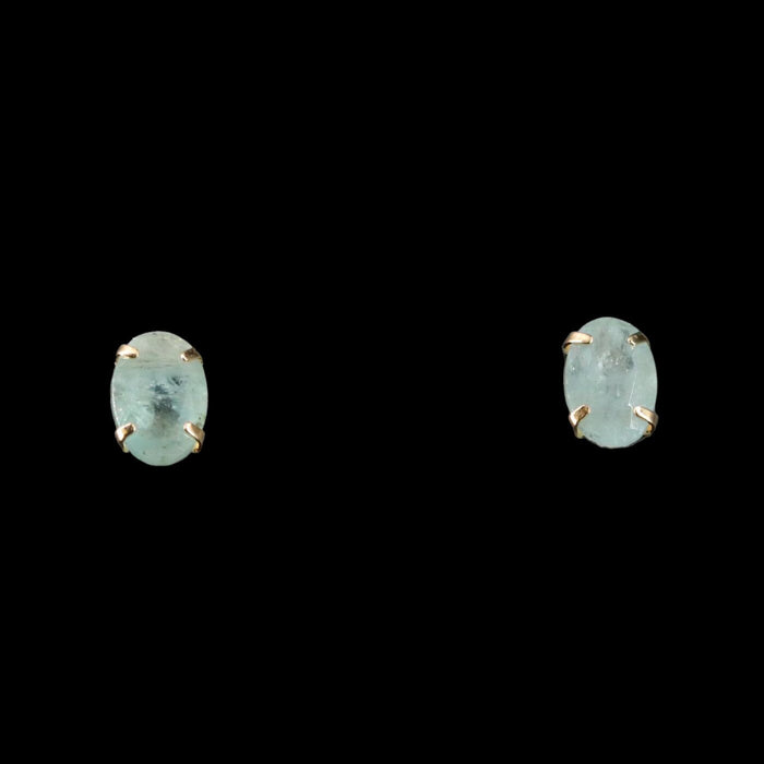 18K Gold Sparkling Blue Natural Grandidierite Stud Earrings-EZ Jewelry and Decor