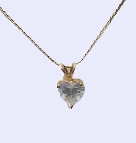 18k Gold Pendant Necklace with Heart shaped Pendant 18"-EZ Jewelry and Decor