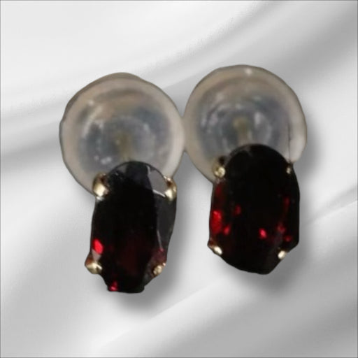 Luxury 18K Gold,Purple/ Dark Red Garnet Stud Earrings, Small Gem Earrings-EZ Jewelry and Decor