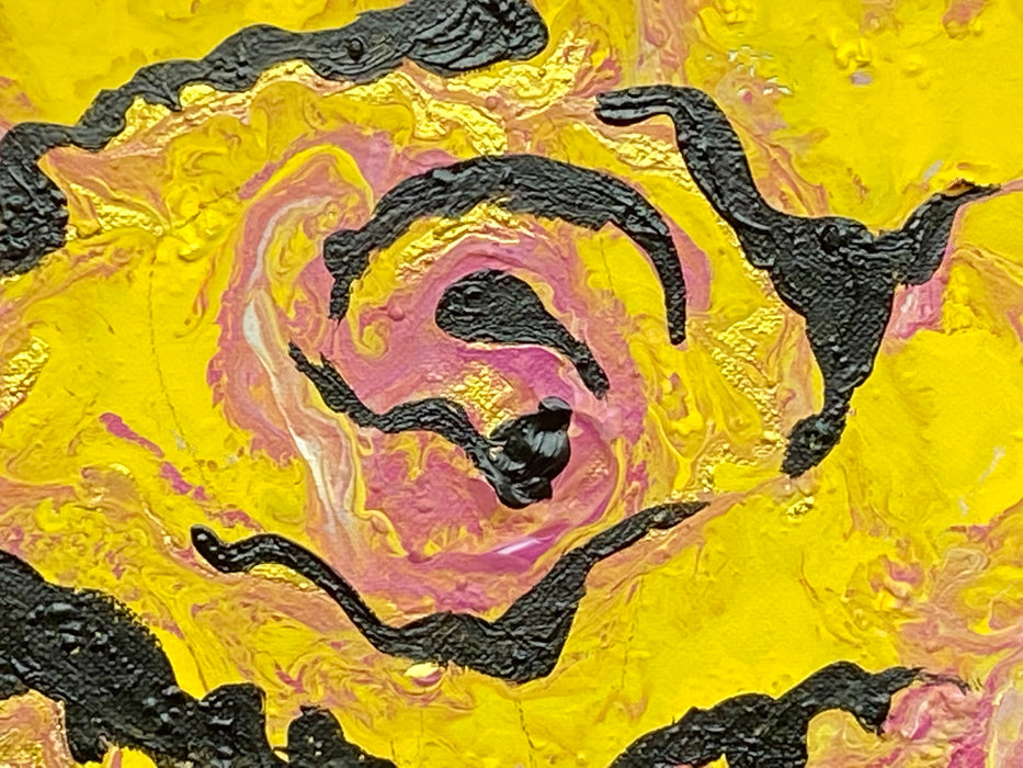 Shaida Mansourkhani, Yellow Roses, Framed Acrylic Original Painting. 23.5” x 19.5”-EZ Jewelry and Decor