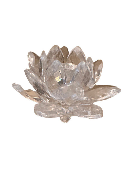 Vintage Swarovski Waterlily White Crystal Candle Holder (Small)2” x 3”-EZ Jewelry and Decor