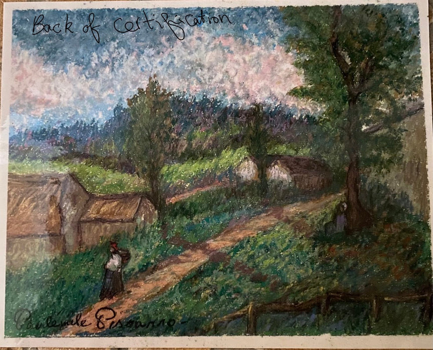 Certified Authentique Paul Emile Pissarro Pastel Painting in Original Frame, Le Petit Chemin, Pastel-EZ Jewelry and Decor
