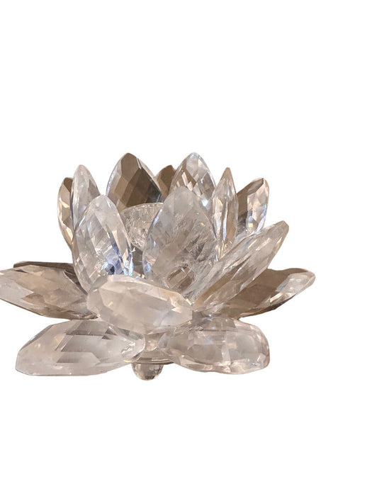 Vintage Swarovski Waterlily White Crystal Candle Holder (Small)2” x 3”-EZ Jewelry and Decor