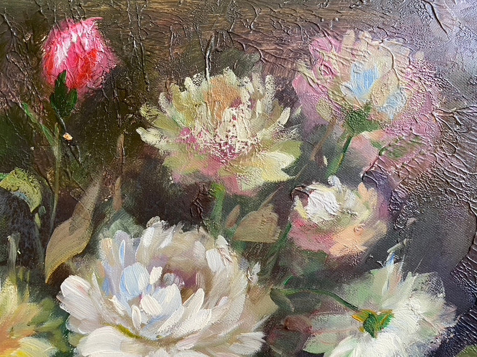 R. Wilcox, Flowers & Fruit. Framed Original Oil Painting, 28’ x 35”-EZ Jewelry and Decor