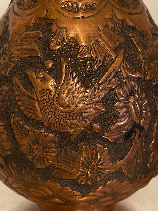 Persian Engraved Copper Handcrafted Vase, Ghalamzani. 11.5”-EZ Jewelry and Decor