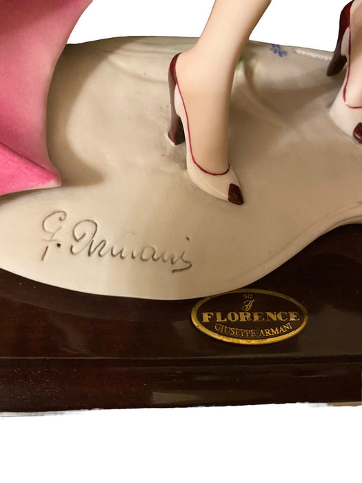 Vintage Giuseppe Armani "The Umbrella – Autumn” Figurine With Box 14.5"t , Hand Made, Hand Painted, Rare Retired, Signed-EZ Jewelry and Decor