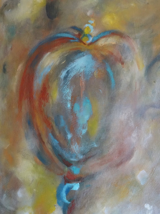 Blue Dome, Original Oil Painting.  Masque Abstract Painting, By R.Mansourkhani, 68" H x 49.5" W-EZ Jewelry and Decor