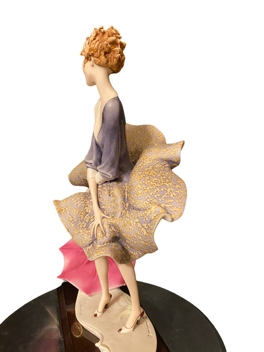 Vintage Giuseppe Armani "The Umbrella – Autumn” Figurine With Box 14.5"t , Hand Made, Hand Painted, Rare Retired, Signed-EZ Jewelry and Decor