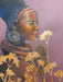 R. Mansourkhani, African Beauty, Original Framed Painting/ Drawing, mixed media 38” x 26”-EZ Jewelry and Decor
