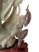 Rare Hand Carved Jade Statue: Man, Child, & Koi Fish on Carved Wooden Stand, 7.8” T, Japanese Sculpture-EZ Jewelry and Decor