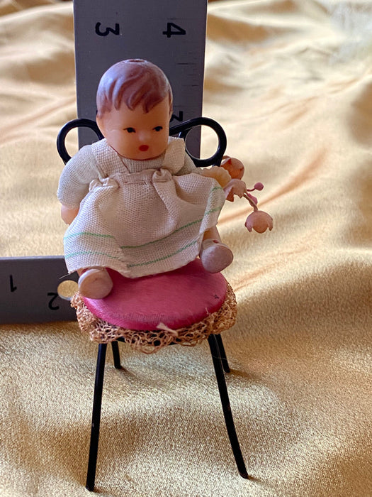 Two Lace Porcelain Ballerinas Figurines, One Rubber Baby on Chair-EZ Jewelry and Decor