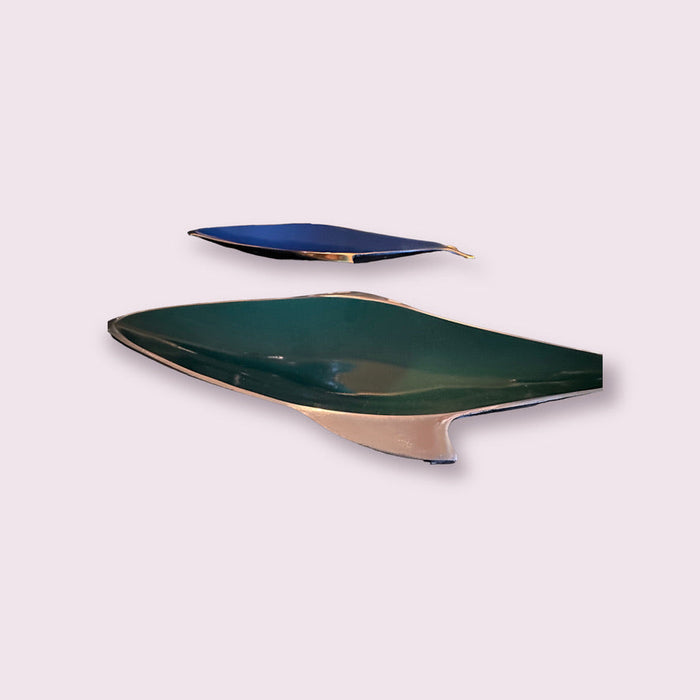 Large Fish Trays, Enameled Tray in Blue, Black, Green. Serving Tray/ Shelf Décor, Dresser Tray, Enameled Painted.16" L, 7" W.-EZ Jewelry and Decor