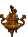 Antique Early 20th Century Large Solid Brass Foo Dog Incense Burner Stands 18 in Tall , Chinese Antique Burner.-EZ Jewelry and Decor
