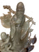 Rare Hand Carved Jade Statue: Man, Child, & Koi Fish on Carved Wooden Stand, 7.8” T, Japanese Sculpture-EZ Jewelry and Decor