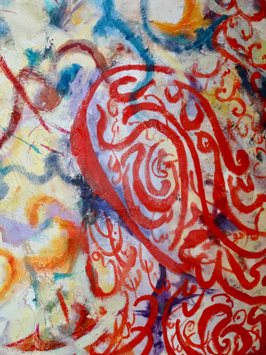 Original Abstract Oil Painting,  "No Shame with my Body" 7'6" x 4'9". by R. Mansourkhani.-EZ Jewelry and Decor