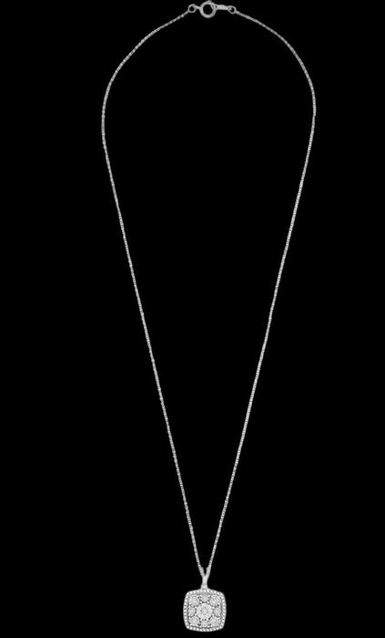 Lavish Diamond Cushion Cluster 18" Pendant Necklace (1/10 ct. t.w.) in Sterling Silver, Gift Boxed-EZ Jewelry and Decor
