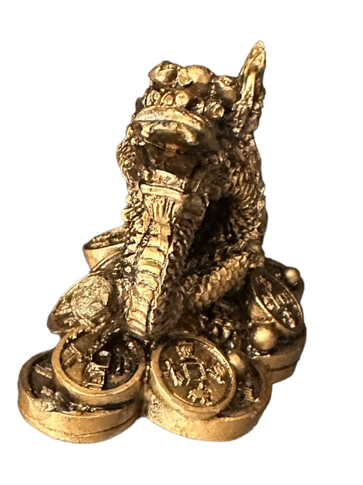 Vintage Chinese Resin Golden Dragon, 2 “ x  2.5”-EZ Jewelry and Decor