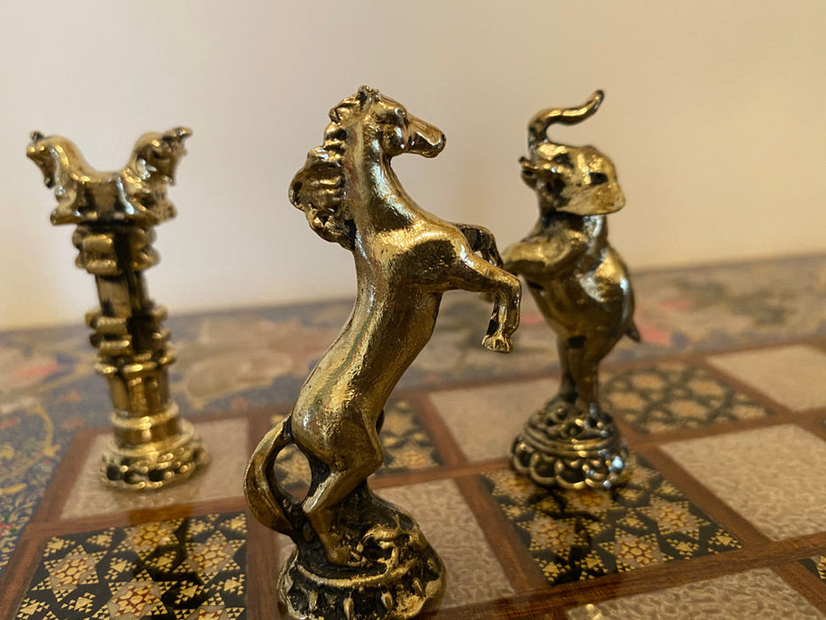 Gorgeous Persian Handcrafted Backgammon And Chess Micro Mosaic, Khatamkari.-EZ Jewelry and Decor