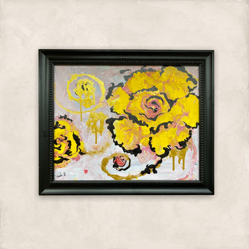 Shaida Mansourkhani, Yellow Roses, Framed Acrylic Original Painting. 23.5” x 19.5”-EZ Jewelry and Decor