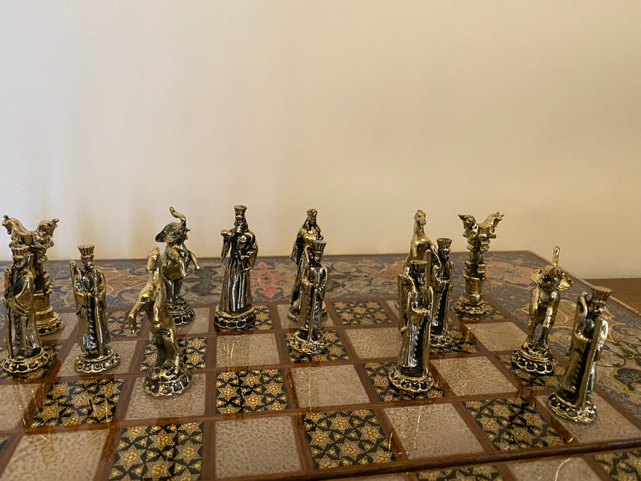 Gorgeous Persian Handcrafted Backgammon And Chess Micro Mosaic, Khatamkari.-EZ Jewelry and Decor