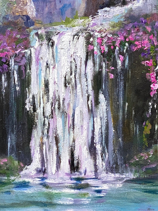 Shaida. M, Waterfall, Original Oil Painting, 24 X 30”-EZ Jewelry and Decor