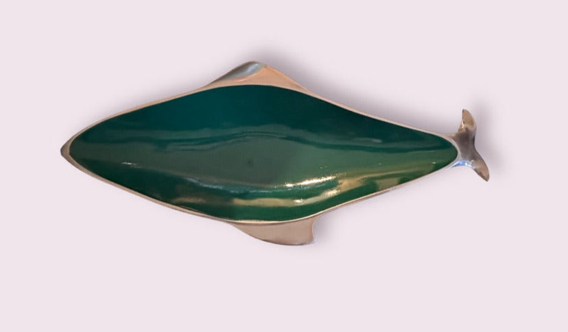 Large Fish Trays, Enameled Tray in Blue, Black, Green. Serving Tray/ Shelf Décor, Dresser Tray, Enameled Painted.16" L, 7" W.-EZ Jewelry and Decor